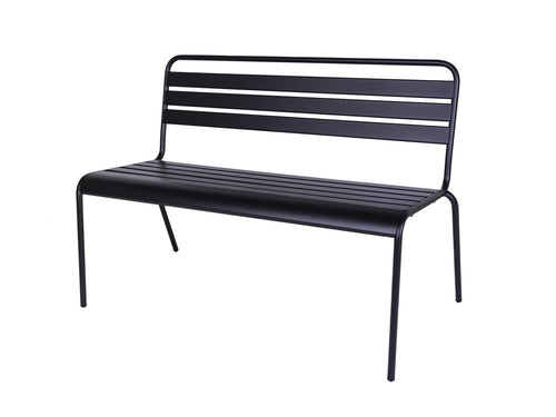 MaximaVida metalen tuinset Max zwart 150 cm – 1 tafel met 2 stoelen en 1 bank - vtwonen shop