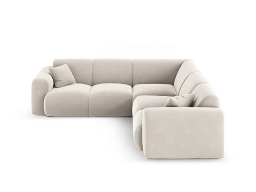 Cosmopolitan Design Hoekbank Nolio 5-zits, flueel lichtbeige - 252x252x72cm