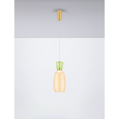 Nova Luce PLUMA Slanke hanglamp voor aan het plafond, glanzend lichtgroen, geel, goud, LED 5W 450lm 3000K