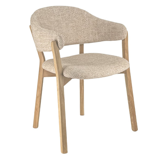 DÉJA Living Eetkamerstoel Uppsala - Taupe/Naturel Stof - Set van 2