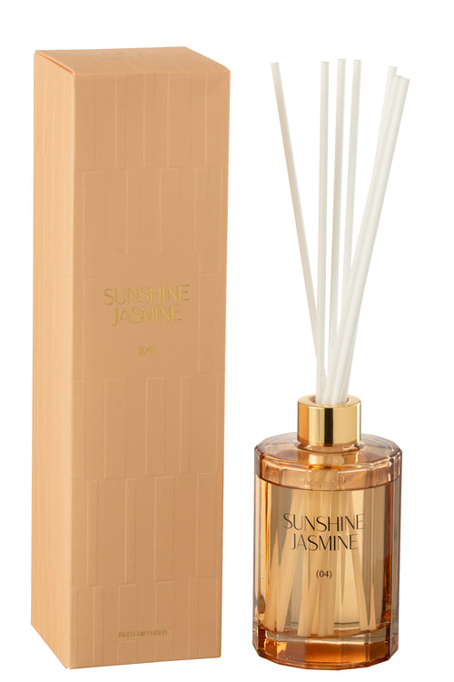 J-Line geurolie + stokjes Sunshine Jasmine - glas - oranje - vtwonen shop