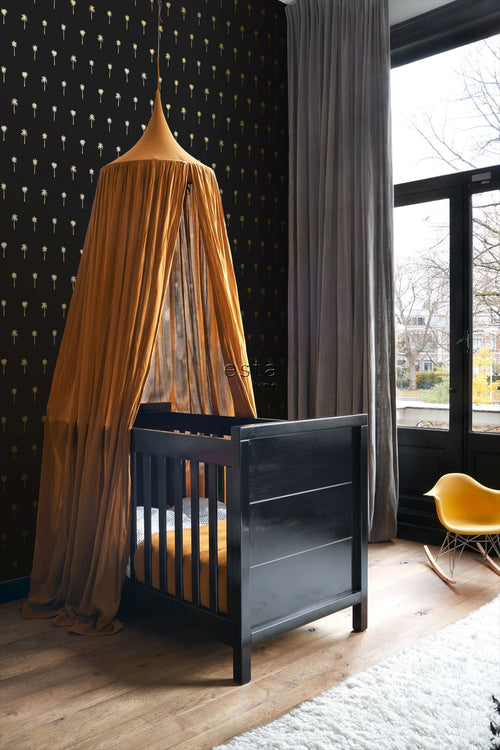 ESTAhome behang palmbomen zwart en goud - 53 cm x 10.05 m - 139161