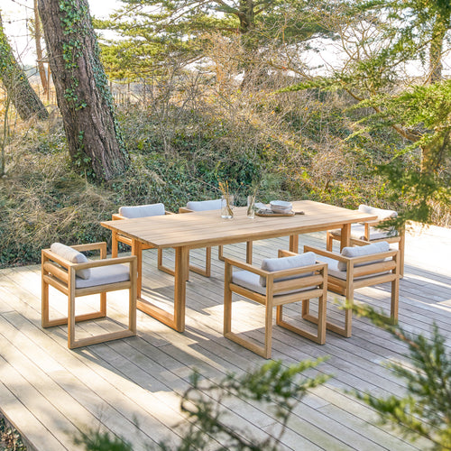 Tikamoon Massief teakhouten tuinset met 6 stoelen - Wit