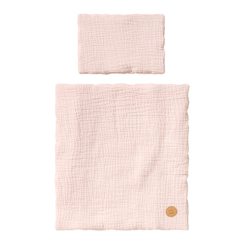 Petite Amélie Poppenbed Beddengoed Zacht Roze – Verzorgingsspeelgoed 'Colombe' voor elk poppenbedje of babypop - 100% biologisch mousseline katoen - vtwonen shop