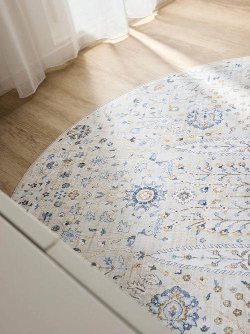 benuta wasbaar vloerkleed George - beige - ø 120 cm