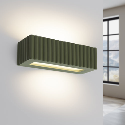 Sollux Lighting Wandlamp keramiek RIGATA olijfgroen - 34x12x10cm