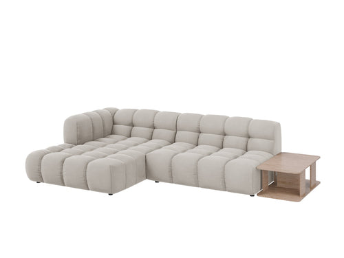 Cosmopolitan Design Modulaire hoekbank links Sky 4-zits, flueel, lichtbeige - 162x297x70cm