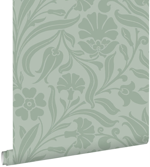 ESTAhome behang bloemen vergrijsd mintgroen - 50 x 900 cm - 139295 - vtwonen shop