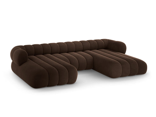 Cosmopolitan Design Panoramische bank Koge 6-zits, flueel chocolade - 165x348x70cm