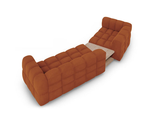 Cosmopolitan Design linker modulaire bank Sky 3-zits, flueel, terracotta - 148x353x70cm