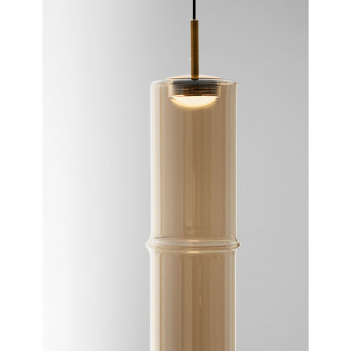 Nova Luce SANO Slanke hanglamp voor aan het plafond, glanzend geborsteld goud, cognac LED 3W 180lm 3000K