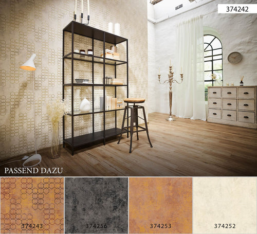 Livingwalls behang hexagon crème, wit en goud - 53 cm x 10.05 m - AS-374242 - vtwonen shop