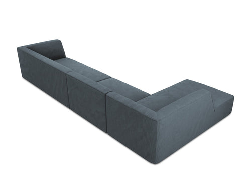 Micadoni linker hoekbank Ruby 5-zits, ribfluwelen, blauw - 180x366x69cm