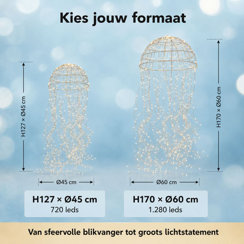Luca Lighting Kroonluchter Kwal - Sfeervolle Hanglamp met 720 Warmwitte LED's - IP44 Geschikt voor Binnen en Buiten - Inclusief Adapter en Timer -