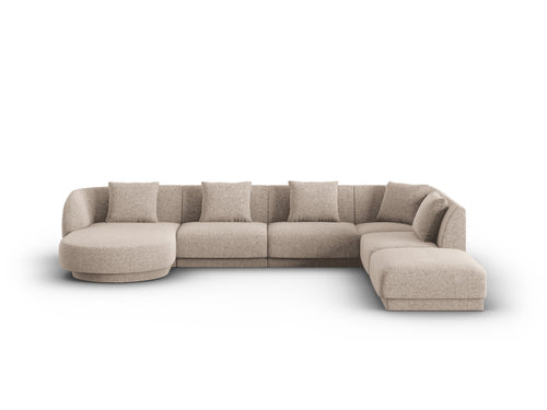 Cosmopolitan Design Panoramische hoekbank rechts Tulum 6-zits, chenille, beige - 255x330x70cm