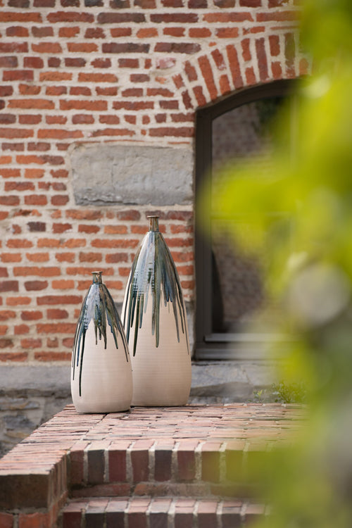 J-Line vaas Verf - keramiek - naturel/groen - large - 73 cm hoog