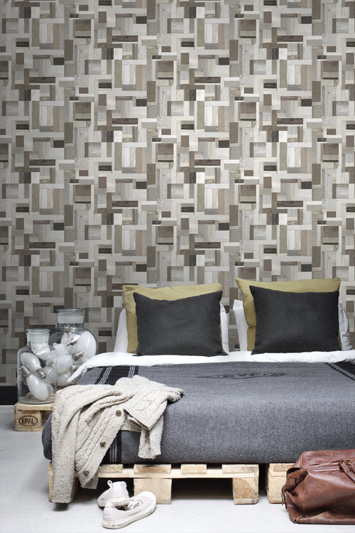 ESTAhome behang sloophout beige en taupe - 53 cm x 10.05 m - 138513