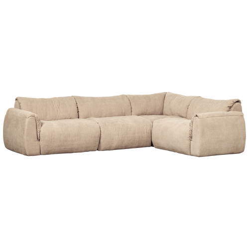 WOOOD hoekbank rechts Baggy - Geweven Chenille - Zand - 81x396x214 - vtwonen shop