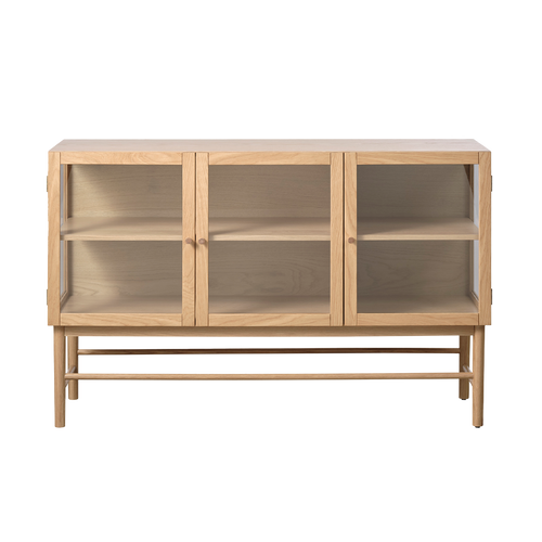 Olivine Boris Eikenhouten Dressoir met Glazen Deuren - B 140 - Naturel - vtwonen shop