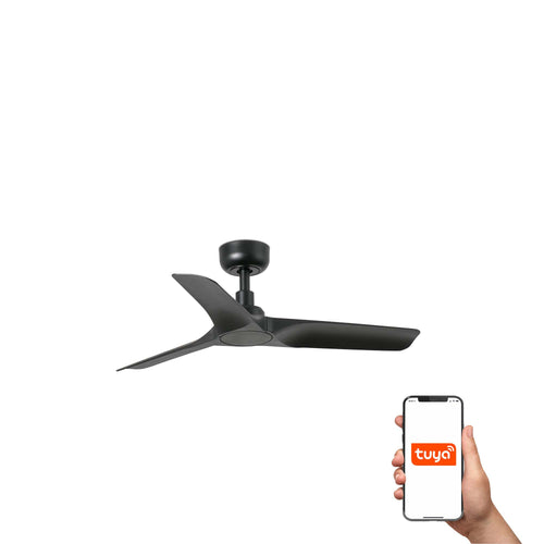 Faro Hey Kleine plafondventilator met 3 bladen, matzwart, Tuya Smart System