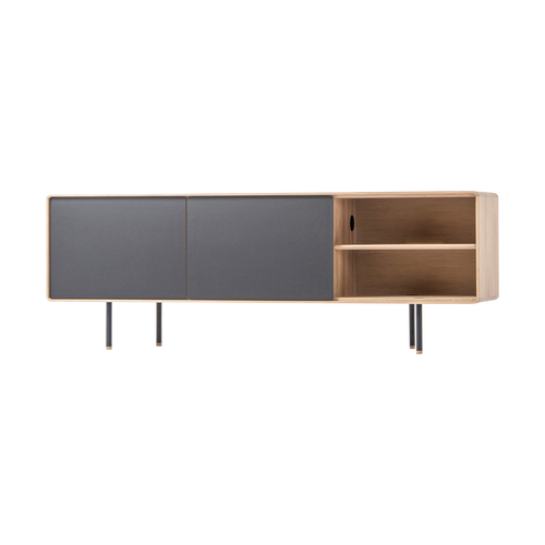 Gazzda Fina Sideboard Houten Dressoir Whitewash / Nero - 180 cm - vtwonen shop