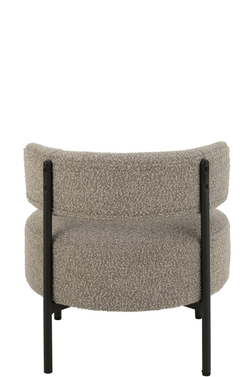 J-Line loungestoel Bouclé - multiplex/polyester - grijs/zwart
