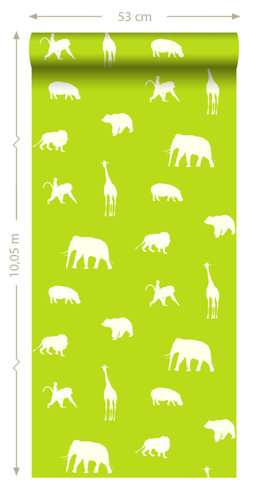 ESTAhome behang dieren limegroen - 53 cm x 10.05 m - 137336