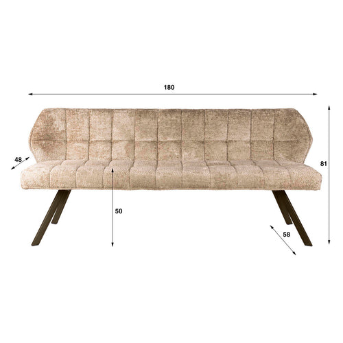 Giga Living Eetkamerbank Raster - Zand/Bruin - 180x60x80cm