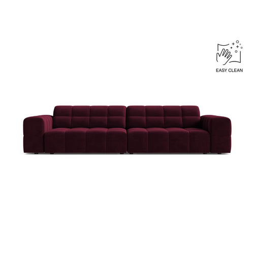 Cosmopolitan Design - Bank Chicago 4-zits, flueel bordeaux - 102x252x78cm