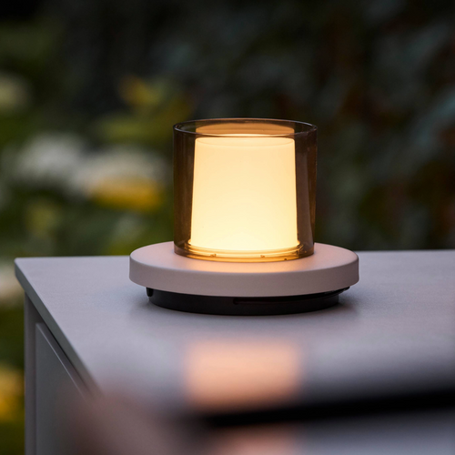 Lighto | Tafellamp grijs met rookglas solar voor buiten | Dimbaar | Oplaadbaar | Werkt op zonne-energie