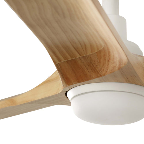 Faro Heywood Heywood 132cm LED-plafondventilator mat wit, grenenhouten bladen CCT