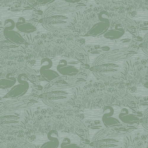 Laura Ashley vliesbehang Swans Jade Green - groen - vtwonen shop