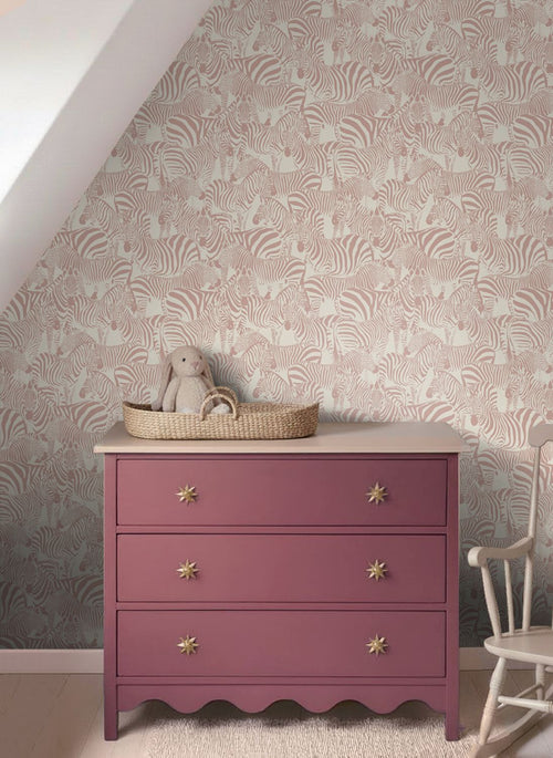 ESTAhome behang zebra's roze - 50 x 900 cm - 132216