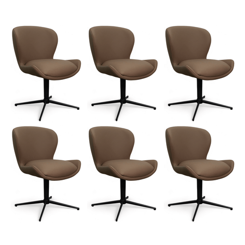 Furnhouse eetkamerstoel Nicklas - Taupe - Leer - Set van 6