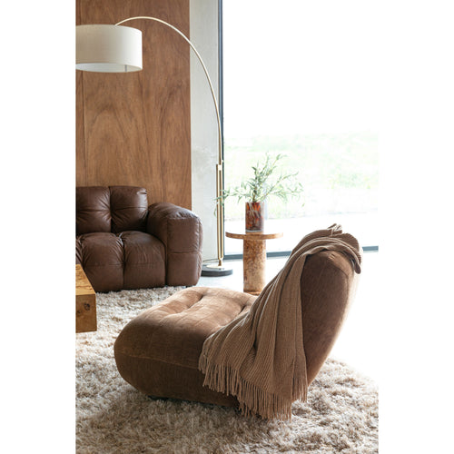 Dutchbone Wyatt Fauteuil Velours Cognac Bruin - vtwonen shop