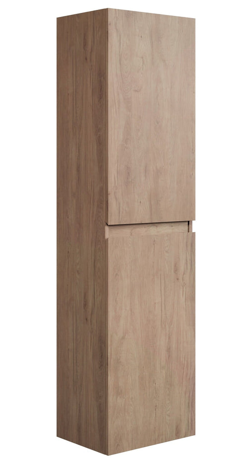 Badplaats Badkamerkast Angela 40 x 30 x 150 cm – Kastanje Eiken – Hangende Kolomkast met 2 Deuren