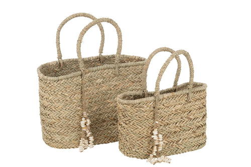 J-Line strandtas Schelpen - jute - naturel - large