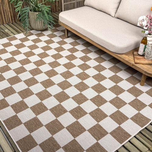 Buitenkleed Level blokken - checkerboard jute - Interieur05 - 200 x 290 cm - vtwonen shop