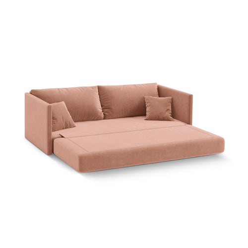 Cosmopolitan Design - Converteerbare bank Shannon 3-zits, flueel roze - 94x209x87cm