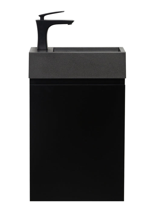 Badplaats Toiletmeubel Angela 40 x 22 cm – Mat Zwart – Fonteinmeubel met Zwarte Wastafel