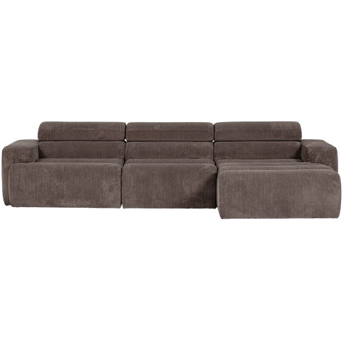 WOOOD chaise longue bank rechts Novi - Ribstof - Grijsbruin - vtwonen shop