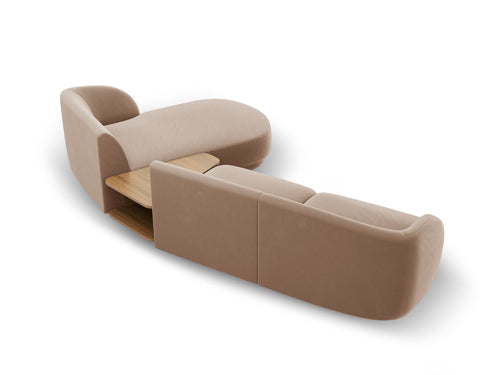 Micadoni Rechte modulaire bank Miley 3-zits, flueel, cappuccino - 178x303x70cm