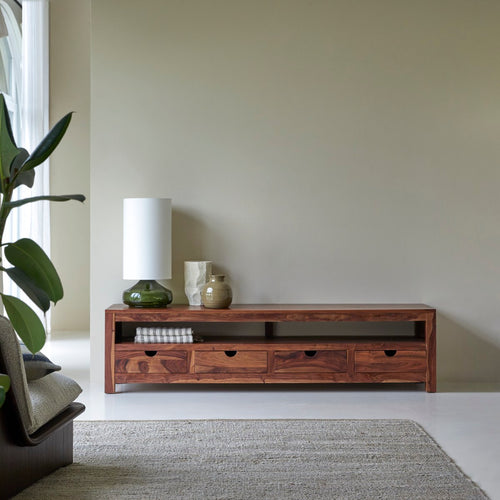 Tikamoon Massief palissander tv-meubel 200 cm - Donkerbruin - vtwonen shop