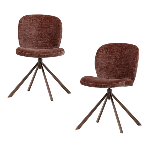 WOOOD eetkamerstoelen Femke - Chenille - Bruin- Set van 2 - vtwonen shop