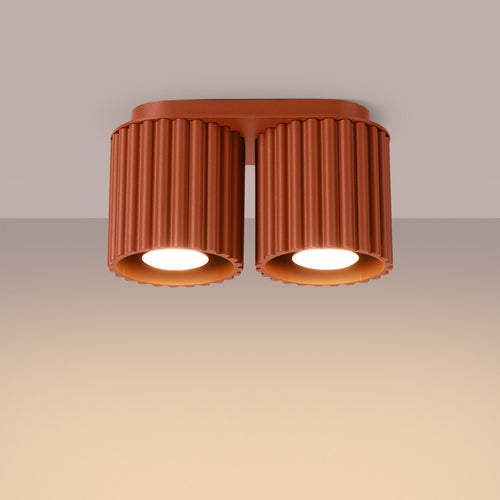 Sollux Lighting Plafondlamp AURA 2 rood ochra GU10 - 21x10x12cm