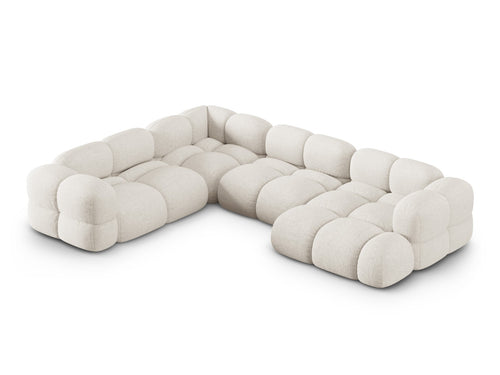 Cosmopolitan Design Panoramische hoekbank links Loretto 5-zits, structurele stof beige - 250x345x68cm