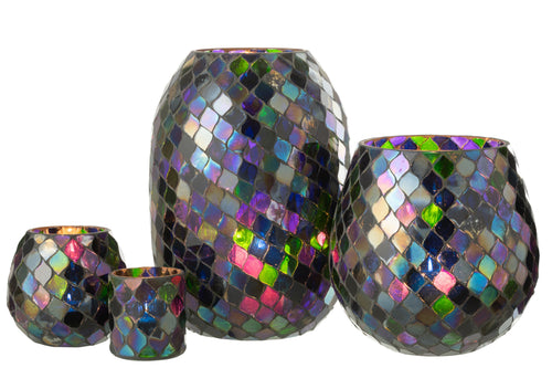 J-Line windlicht Mozaiek - glas - paars - extra large