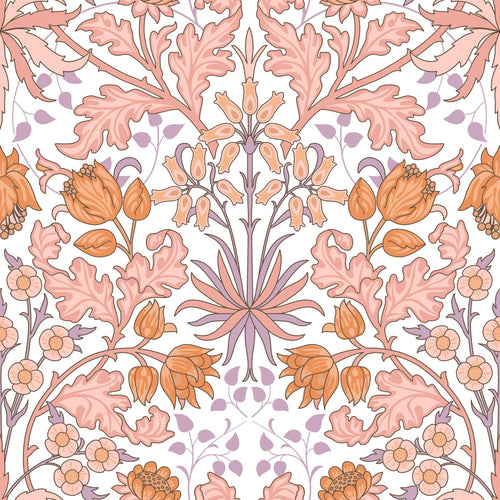 ESTAhome behang vintage bloemen in art nouveau stijl roze, oranje en paars - 50 x 900 cm - 131177 - vtwonen shop