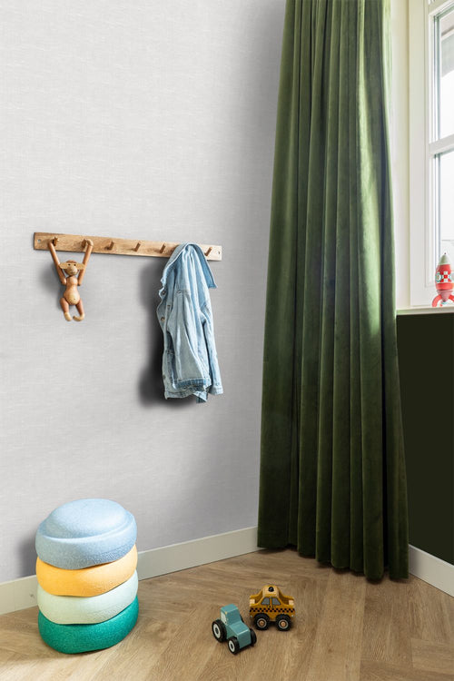 ESTAhome behang effen linnenstructuur licht warm grijs - 53 cm x 10.05 m - 148693