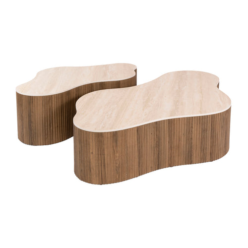 Giga Living Salontafel Ceramo Grande - Organisch Travertin - Set Van 2